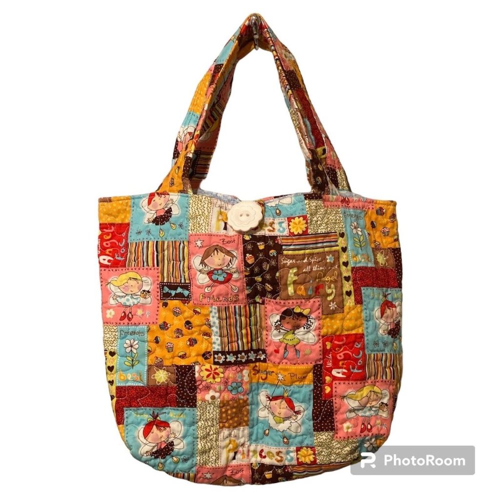 Patchwork Style & Look Fabric Tote Bag 13” X 17” … - image 1